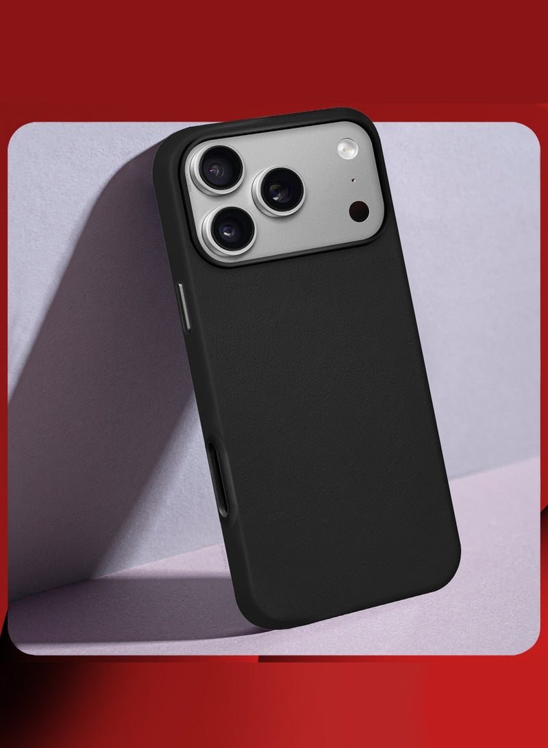 CATANES 2 Pieces Premium Leather Case for iPhone 17 Pro Max – Shockproof, Waterproof, Matte Finish, Anti-Slip, Slim Fit with Shockproof Screen Protector - Black - Image 5