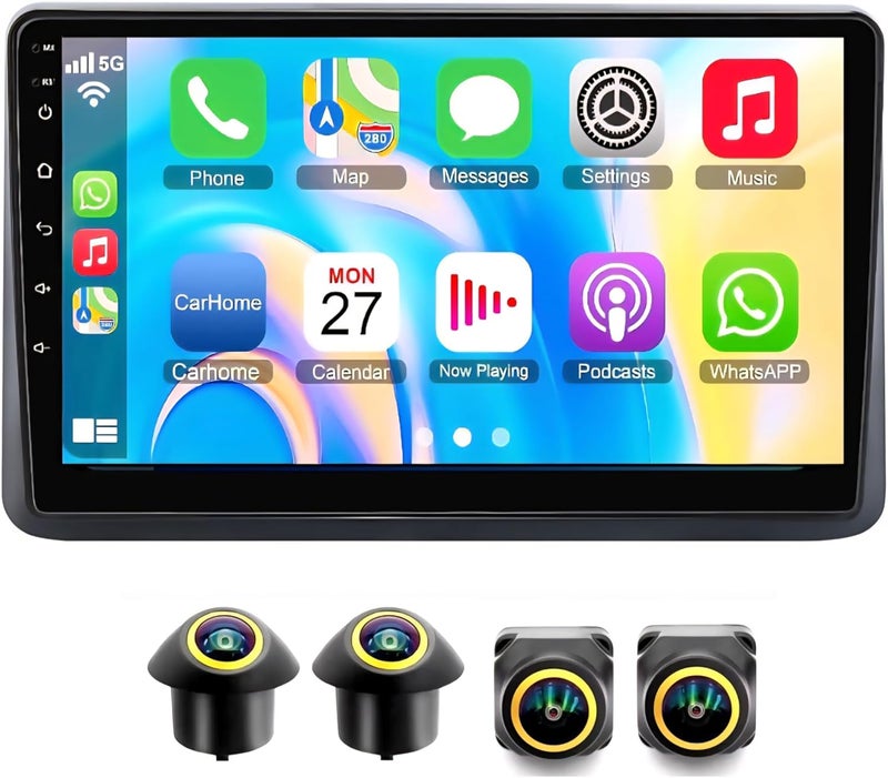 فيريكس ستيريو سيارة هوندا سيتي مناسب لشاشة أندرويد هوندا سيتي 2020-2024، كار بلاي لاسلكي وأندرويد أوتو، نظام ملاحة جي بي إس، كاميرا 4G AHD بتقنية واي فاي بتقنية البلوتوث وواجهة سريعة (4 كاميرات + 32 جيجابايت 360D) - Image 1