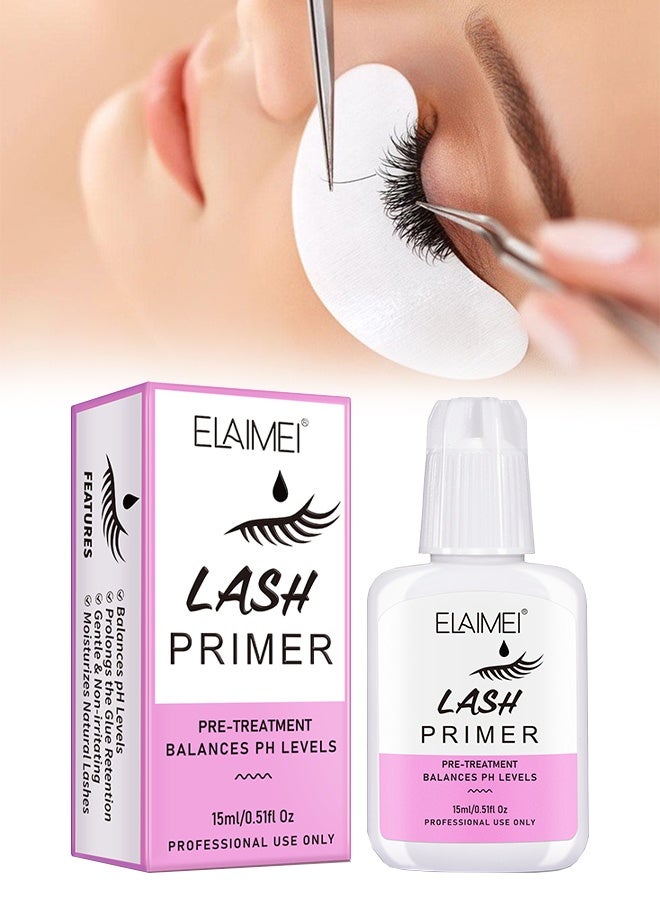 Elaimei Lash Primer, For Eyelash Extension Professional Use Only Easy To Remove Proteins And Oils Enhance Adhesive Strength Of Eyelash Extensions Pre Treatment For Lash Enhancer Primer 15ml - Image 1