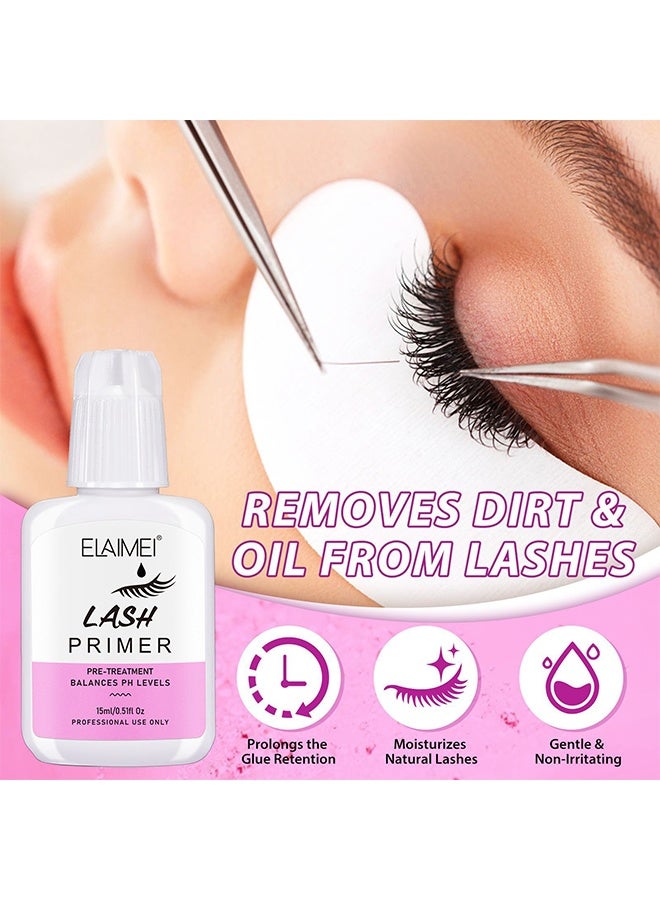 Elaimei Lash Primer, For Eyelash Extension Professional Use Only Easy To Remove Proteins And Oils Enhance Adhesive Strength Of Eyelash Extensions Pre Treatment For Lash Enhancer Primer 15ml - Image 3