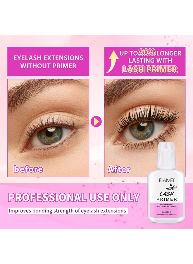 Elaimei Lash Primer, For Eyelash Extension Professional Use Only Easy To Remove Proteins And Oils Enhance Adhesive Strength Of Eyelash Extensions Pre Treatment For Lash Enhancer Primer 15ml - Image 5