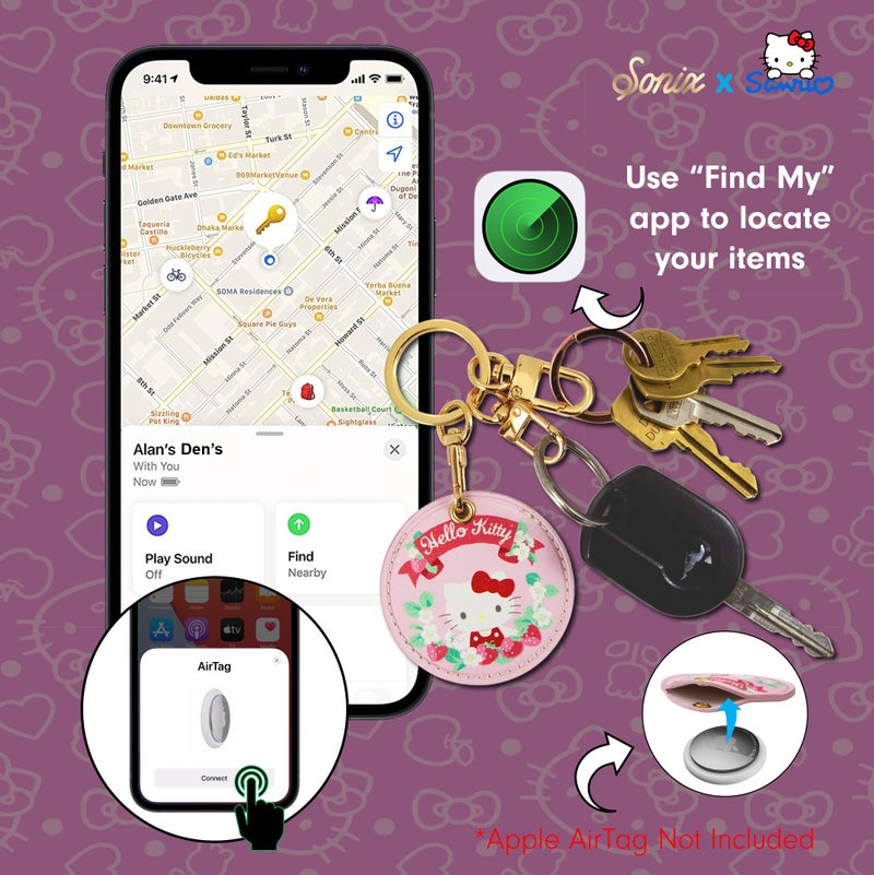 Sonix x Sanrio Keychain Case Compatible with Apple AirTag | Protective Cover Keychain | Hello Kitty & Friends - Floral Hello Kitty - Image 3
