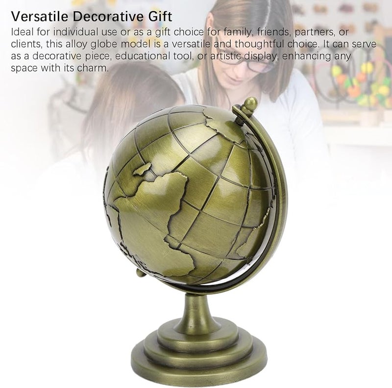 نموذج كرة أرضية من سبائك ذات بريق معدني لتزيين المكاتب ودراسة الجغرافيا للطلاب - Image 4