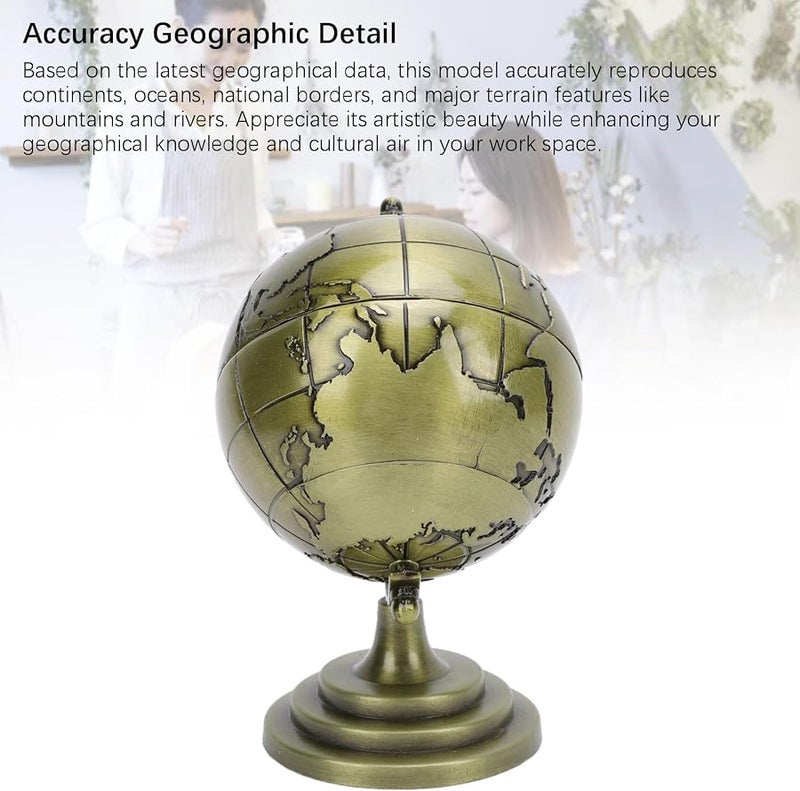 نموذج كرة أرضية من سبائك ذات بريق معدني لتزيين المكاتب ودراسة الجغرافيا للطلاب - Image 5