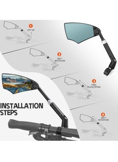 SYOSI Bike Mirror Anti-Glare Handlebar Bike Mirror Safety Mirror with Retractable 360° Adjustable Lens Foldable Bicycle Mirror for Mountain Road E-bike Dirt Bikes 20-23mm Handlebars Left  - Image 3