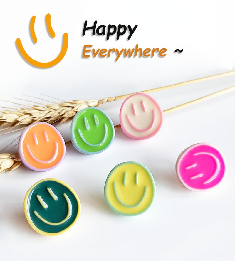 KEYDUACU 24 Smiley Face Decorative Push Pins, Cute Bulletin Board Push Pins, Thumbtacks for Cork Boards, Office Organization, or Home DÃ©cor (24-Colourful) - Image 3