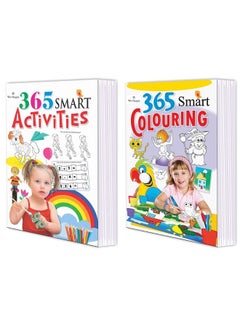 Pack of 2 365 Smart Activities and Coloring Books Educational and Fun Learning Activity for Kids with different Challenges and Enjoyable Games