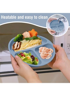 Sharpdo Silicone Baby Tableware Set, 5 Piece Baby Feeding Set with Suction Bowl and Divided Plate, Wooden Spoon and Fork, Toddler  Led Weaning Supplies with Adjustable Soft Silicone Bib  - Image 4