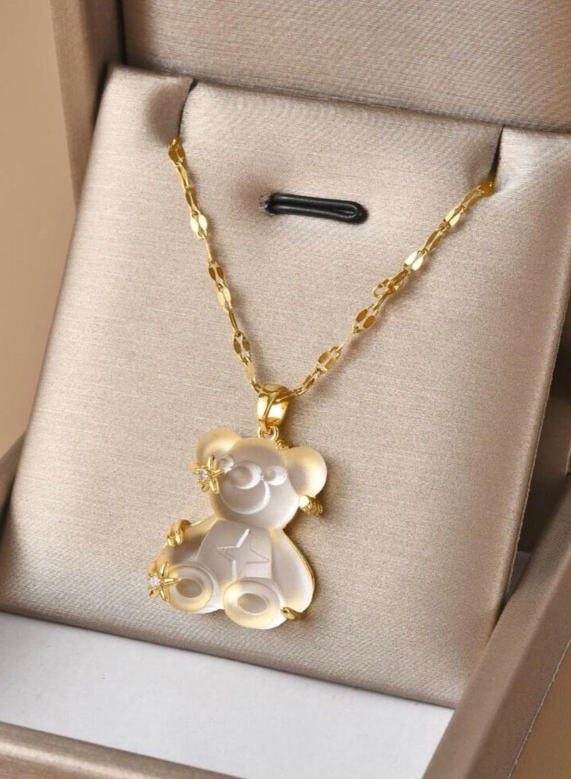 نونز أب سلسال نسائي أنيق مصنوع من الاستانلس ستيل مطلي باللون الذهبي عيار 18 - Image 1