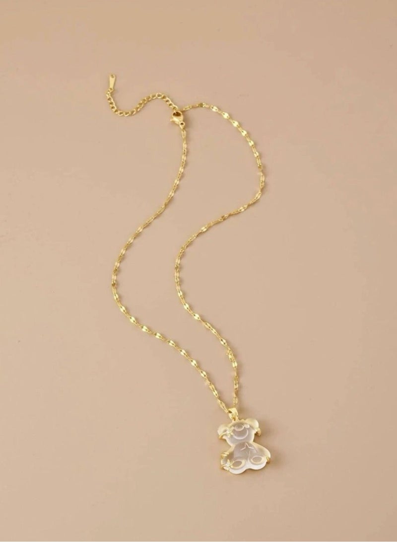 نونز أب سلسال نسائي أنيق مصنوع من الاستانلس ستيل مطلي باللون الذهبي عيار 18 - Image 2