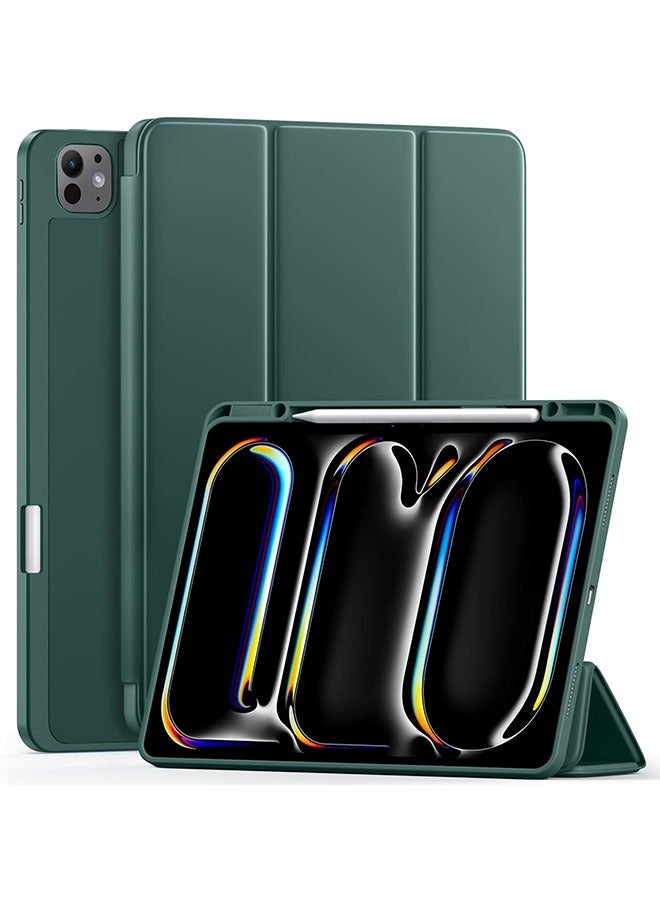 iPad Pro 13 Inch Case 2024 M 4 with Pencil Holder, Soft TPU Back Cover for iPad 13 Pro Case, Trifold Stand, Support Pencil Pro and Pencil (USB-C), Auto Wake/Sleep, Pine Green - Image 1