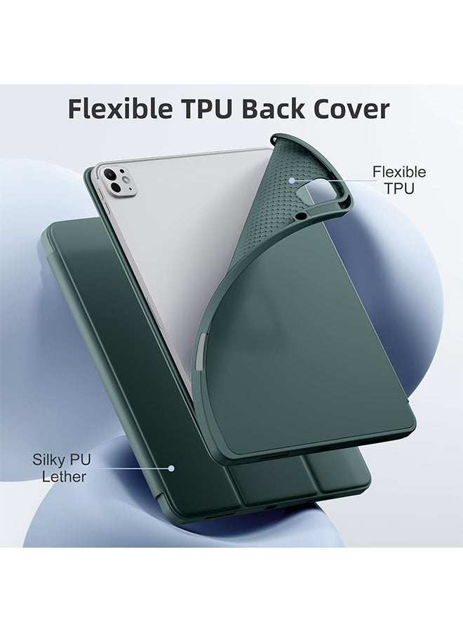 iPad Pro 13 Inch Case 2024 M 4 with Pencil Holder, Soft TPU Back Cover for iPad 13 Pro Case, Trifold Stand, Support Pencil Pro and Pencil (USB-C), Auto Wake/Sleep, Pine Green - Image 5