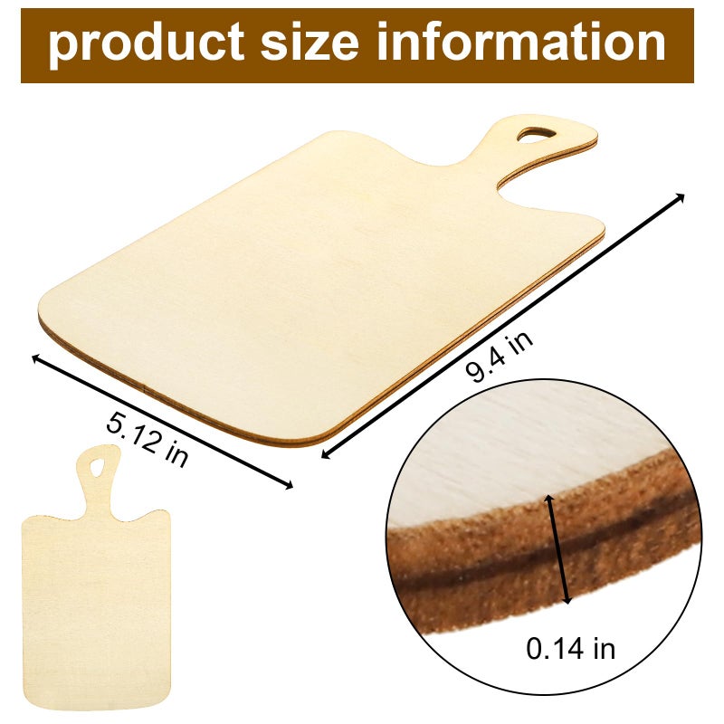 Lawei 36 Pcs Mini Wood Cutting Boards for Crafts, Rectangle Unfinished Wooden Craft Paddle Boards with Handles, Small Charcuterie Cheese Board Tray for DIY Christmas Home Kitchen Decor, 9.4 X 5.1 in - Image 2
