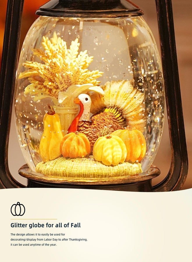 PEATOP Fall Decor Snow Globe,Thanksgiving Lighted with 6H Timer Snow Globe Lantern, Fall Decorations for Home Pumpkin Turkey Glitter Snow Globe Autumn Scene Thanksgiving Decoration for Home - Image 3