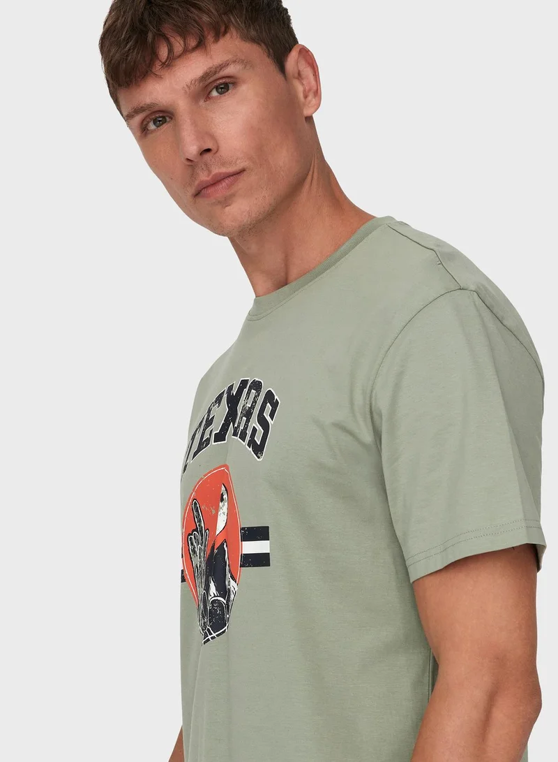 Only & Sons Texas Crew Neck T-Shirt