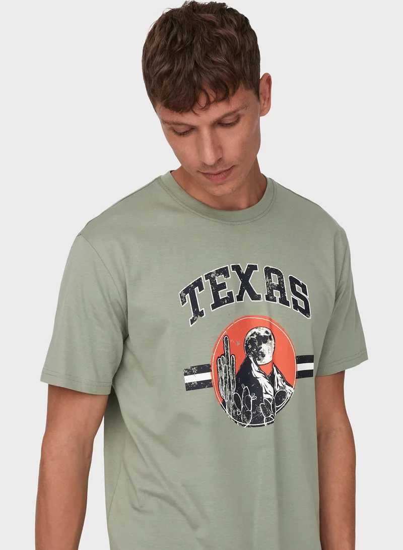 Only & Sons Texas Crew Neck T-Shirt