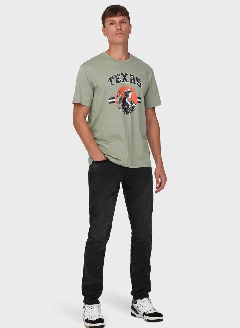 Only & Sons Texas Crew Neck T-Shirt