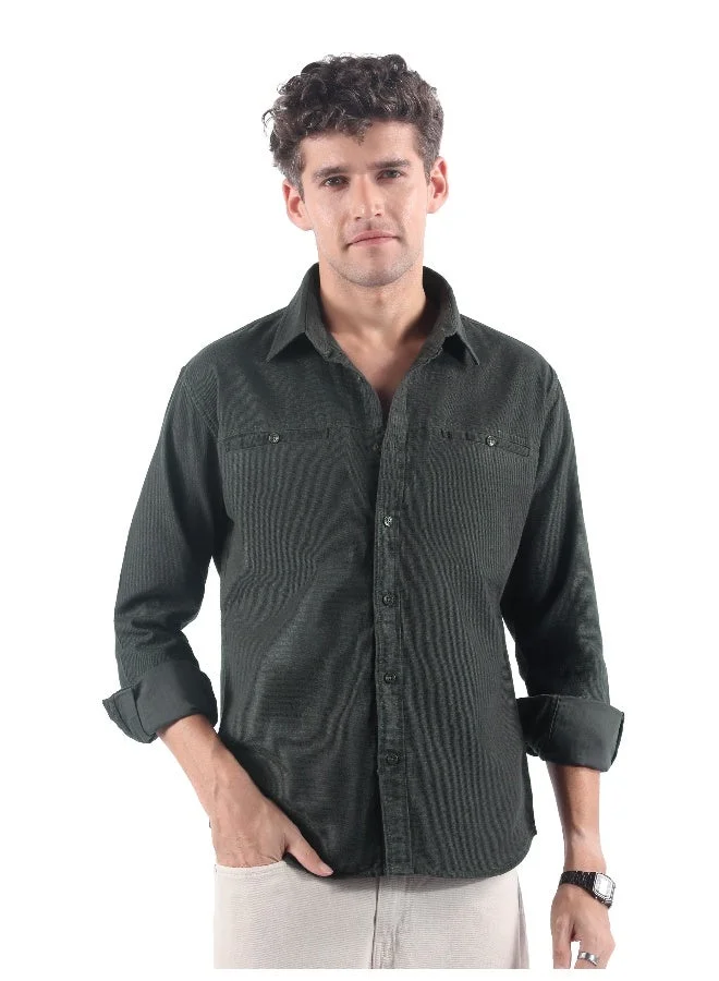 Beyoung Grey Welt Pocketed Shirt