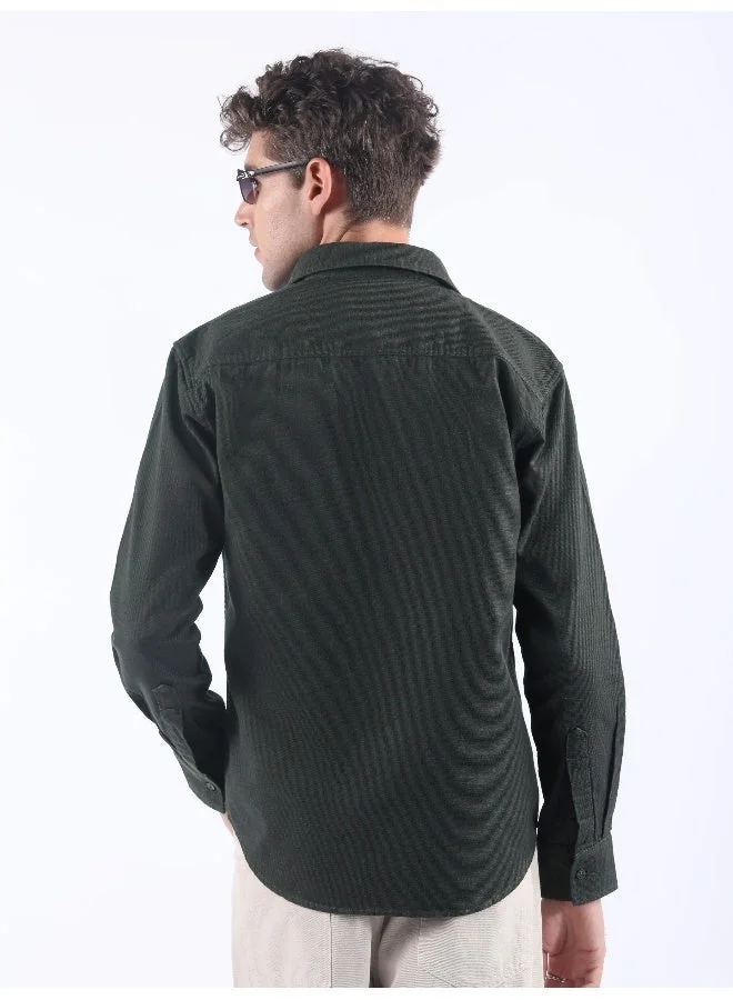 Beyoung Grey Welt Pocketed Shirt