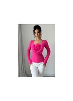 SHEIN Raffinéa Solid Color Square Neck Elegant Romantic Rose Embellished Fitted Comfortable Women Long Sleeve T-Shirt - pzsku/Z859810941C8EC673E889Z/45/_/1740231731/15569b7a-c69d-479c-a74b-03d7bd136e65