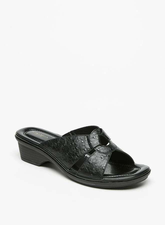 فلورا بيلا من شو إكسبرس Women's Textured Slip-On Sandals With Wedge Heels