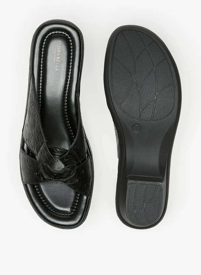 فلورا بيلا من شو إكسبرس Women's Textured Slip-On Sandals With Wedge Heels