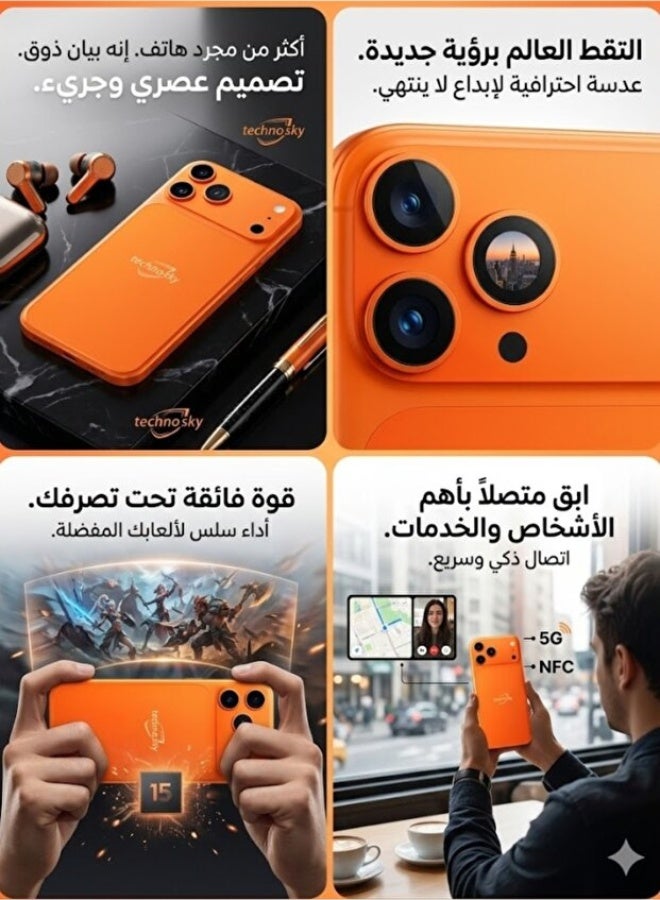 techno sky Smart Mobile 17 PRO MAX Phone 5G Wide Display Orange 6.6-inch - Image 4