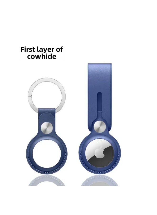Generic - Genuine Top Layer Cowhide Protective Cover For Apple AirTag Tracker Keychain Anti-Loss Device Luxury Leather Phone Case-Color:Brown-Double Open Classic Keychain - Image 1