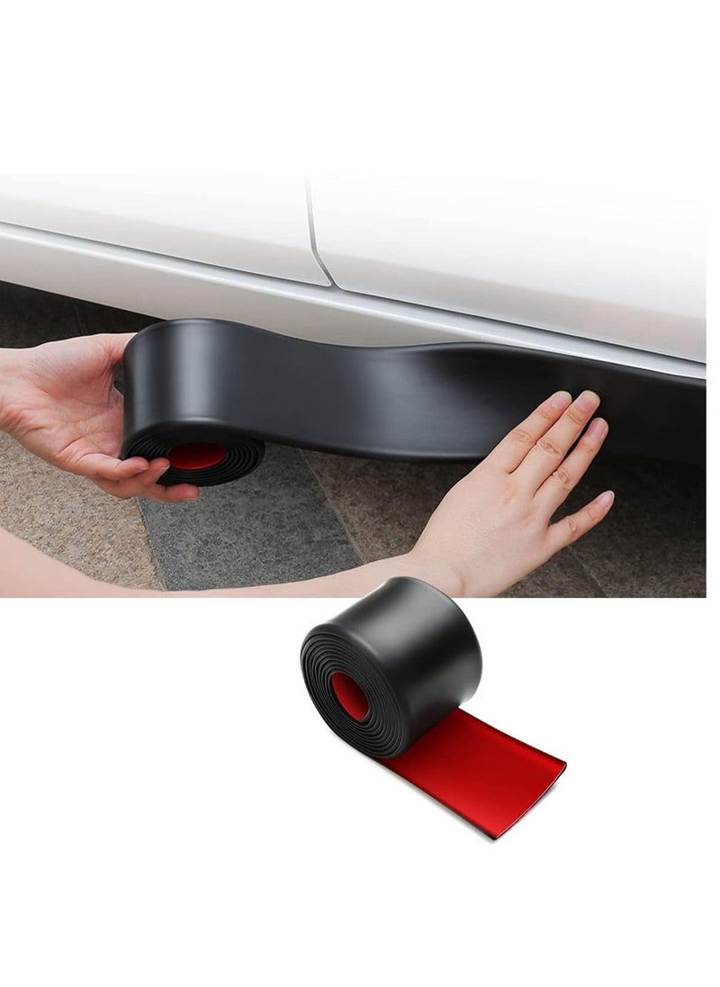 Excefore - 1pcs 13ft*3.15in Side Skirts for Cars Universal, Universal Rubber Anti-Scratch Side Skirts Edge Guards Protector for Sedans, Truck, SUV Before and After Bumper Multifunction Protector(Black) - Image 1