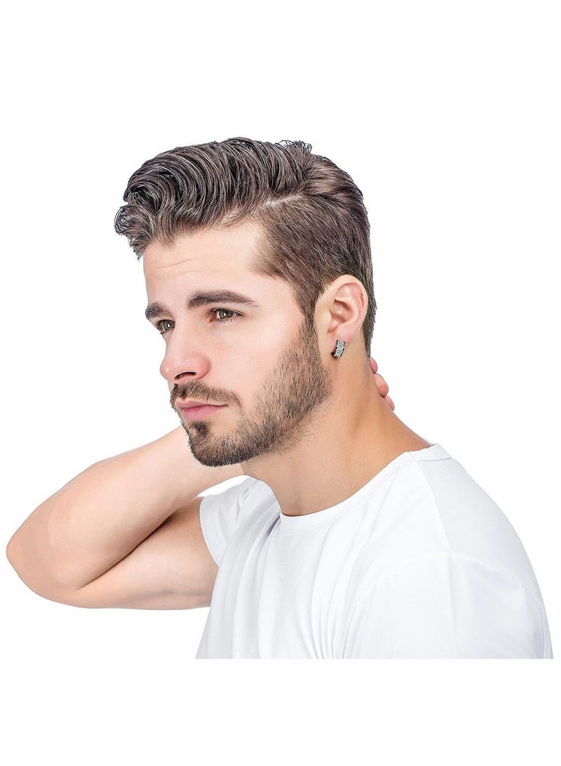 إكسفور رجالي الفولاذ المقاوم للصدأ أقراط هوب فريدة من نوعها مطعمة صغيرة ، 3 أزواج من مفاتيح فريدة من نوعها اليونانية ، الأزياء والمجوهرات الشرير الهدايا ( الفضة والذهب والأسود ، 3 أزواج ) - Image 3