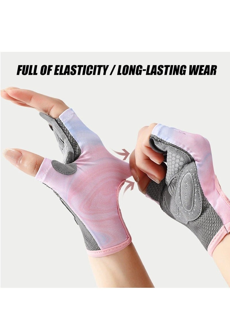 GO 1 Pair Women Workout Gloves, Non-Slip & Shock-Absorbing Half-Finger Mittens for Fitness Lifting Climbing - Palm Protector - Image 5