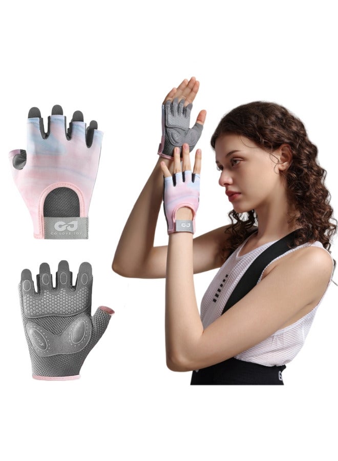 GO 1 Pair Women Workout Gloves, Non-Slip & Shock-Absorbing Half-Finger Mittens for Fitness Lifting Climbing - Palm Protector - Image 1