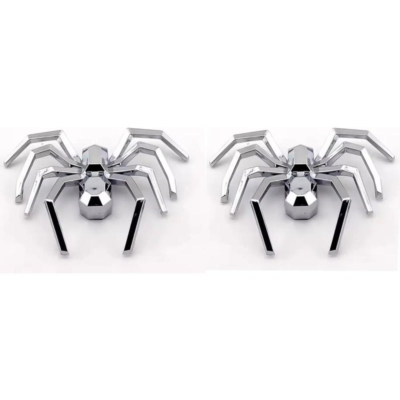 2Pcs Silver 3D Spider Badges for Car Truck Scooter Rear Fender Nameplate Replacement - Image 1