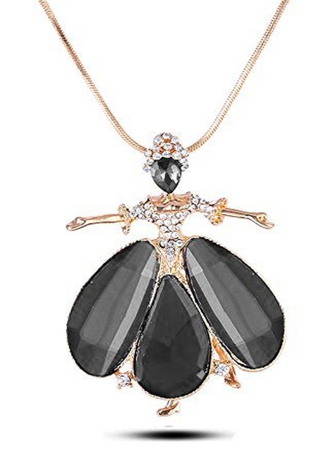 Valentine Gifts : YouBella Jewellery Valentine Collection Gold Plated Crystal Pendant Necklace Jewellery for Women and Girls (Black)