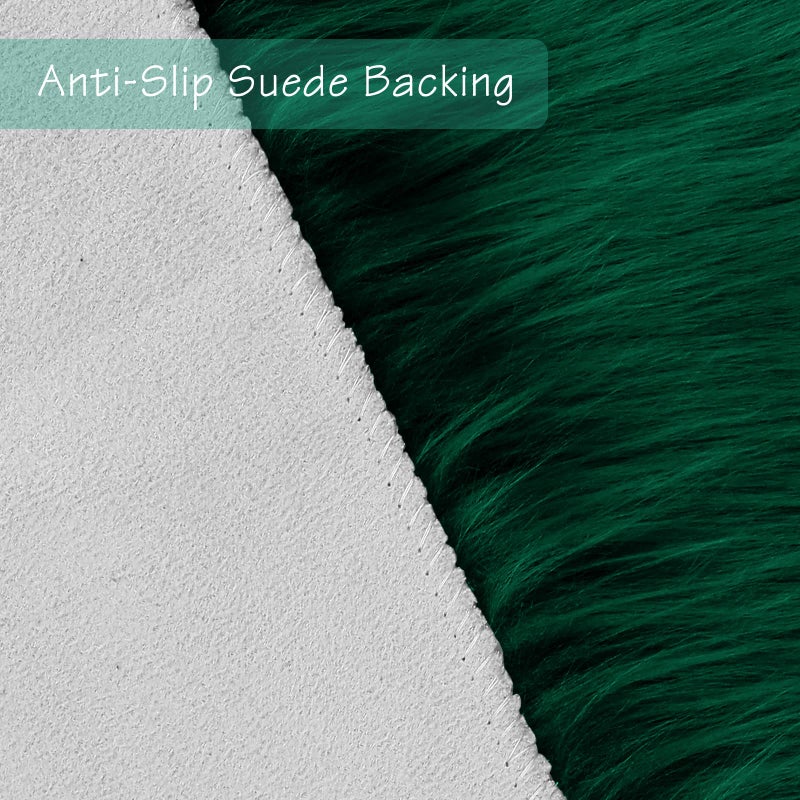 duduta Emerald Green Faux Sheepskin Runner Rug 2x6 ft, Fluffy Shag Bedroom Dorm Rug Decor Fur Couch Sofa Covers Washable - Image 3