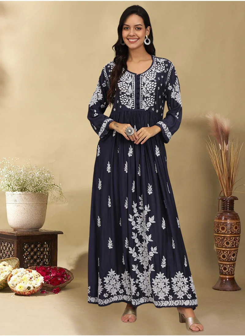 Alaya Hand Embroidered Chikankari Muslin Jalabiya-AL4017