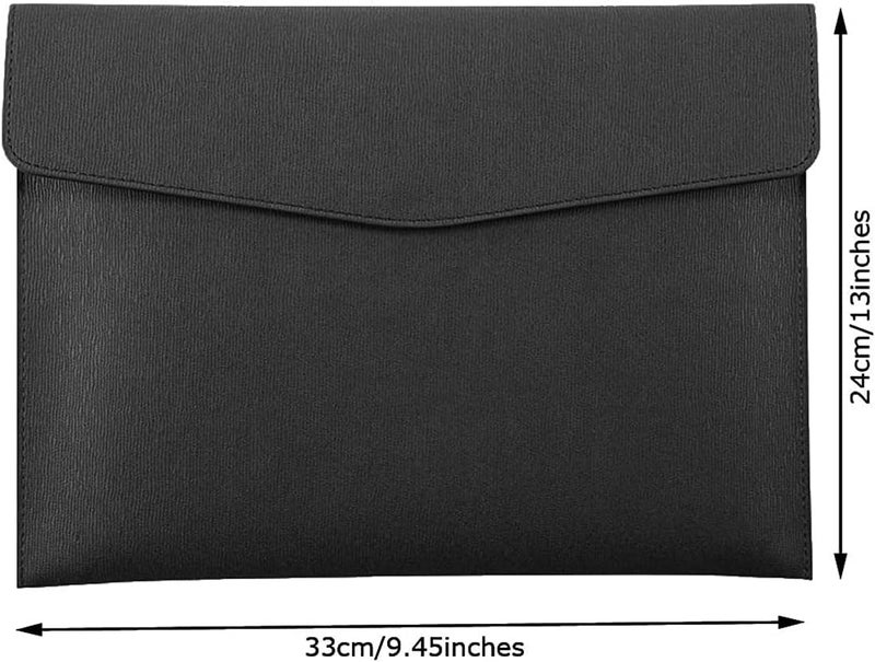 Goodern PU Leather A4 File Folder,Document Holder,Waterproof Portfolio Envelope Folder Case with Snap Closure,PU Leather envelope folder,Pockets File Jacket,Envelope Flat Document Organizer-Black - Image 3