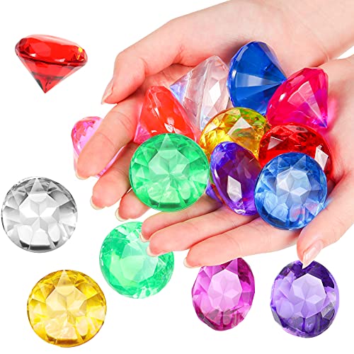 Zomiboo 16 Pcs Acrylic Diamond Large Gems Pirate Round Treasure Acrylic Gemstones Toy Gems Diamond Shaped Gemstones for Home Vase Fillers Party Decor Multicolor157 x 106 Inches - Image 1