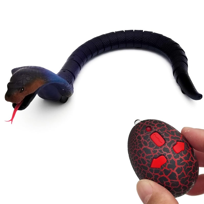 Tipmant Realistic Remote Control Snake RC Cobra Animal Toy Crawling Electric Electronic Battery Powered Honored for Kids Cat Halloween Christmas Prank Toys Birthday Gifts Blue - Image 3