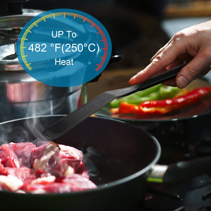 Zopeal Crepe Spatula Narrow Silicone Thin Spatula Omelet Turner Multifunctional Long Heat Resistant Cooking Non Stick Pancake for Omelet Crepes Cooking Egg Burgers Pizza Pancake Steak(Black) - Image 2