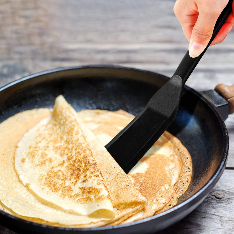 Zopeal Crepe Spatula Narrow Silicone Thin Spatula Omelet Turner Multifunctional Long Heat Resistant Cooking Non Stick Pancake for Omelet Crepes Cooking Egg Burgers Pizza Pancake Steak(Black) - Image 3