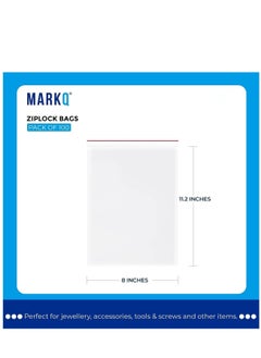 MARKQ [100 Piece] 8 x 11.2 inches Clear Poly Reclosable Zipper Lock Bags - Resealable Plastic Zipper Bags for Organizing, Travel, Food Storage, Sewing Supplies, Cards and More  - Image 2