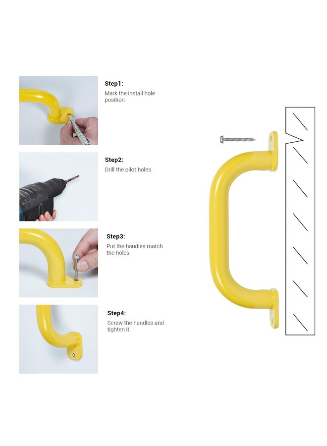 2 Pack Safety Handles,Grab Handle Bars for Outdoor Jungle Gym or Swing Set Grips ideal for Climbing Frame, Tree House, Dens  Play House (Color : YELLOW) - Image 2