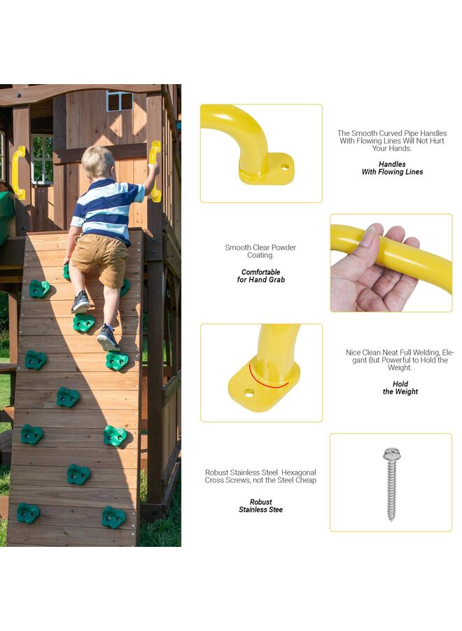 2 Pack Safety Handles,Grab Handle Bars for Outdoor Jungle Gym or Swing Set Grips ideal for Climbing Frame, Tree House, Dens  Play House (Color : YELLOW) - Image 3