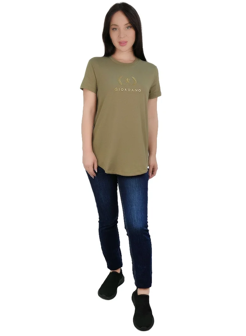 جيوردانو Women’s Regular Fit Cotton Crew Neck Printed Tee