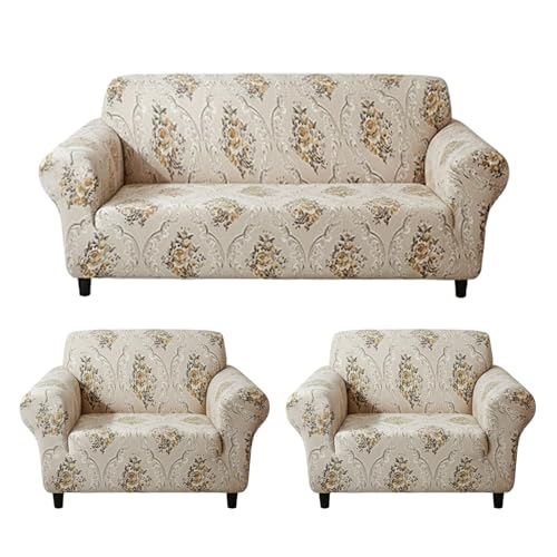Furshine® Printed Universal Polyester Blend & Spandex Sofa Cover Big Elasticity Cover for Couch Flexible Stretch Sofa Cover | Imported Slipcovers (Floral, Five Seater) - Image 1