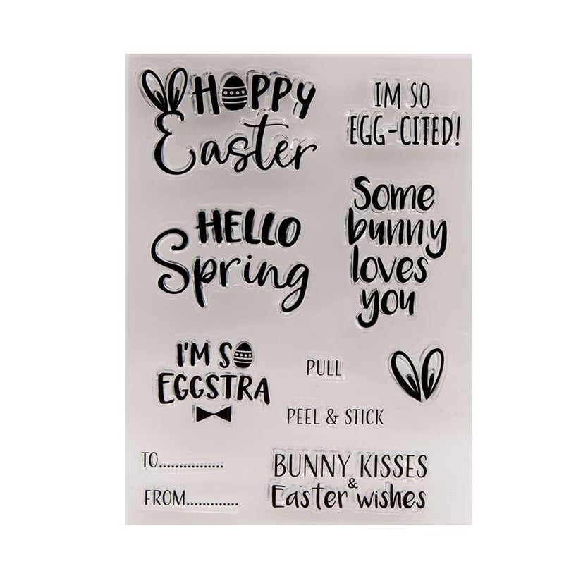 NZJ Happy Easter Wishes Bunny Kisses Rabbit Hello Spring Clear Stamps for Card Making Decoration and DIY Scrapbooking Bunny Loves You Spring