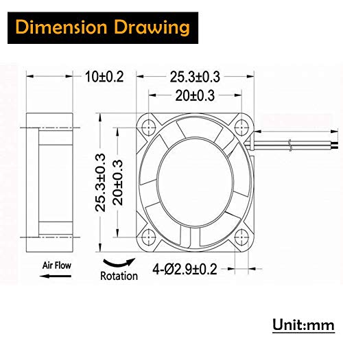 GDSTIME 25mm x 25mm x 10mm 5v Small DC Brushless Cooling Fan - Image 4