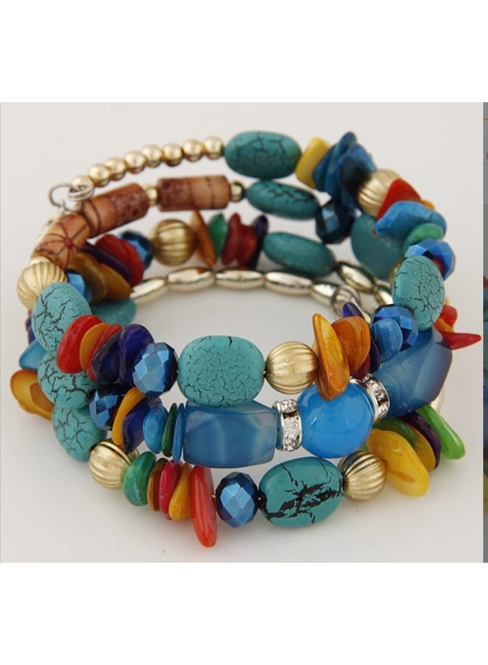 Natural Stone Bracelet  Charm Bracelets for Women, Ethnic Multilayer Beads, Stone Bracelet, Bohemian Jewellery, Gifts