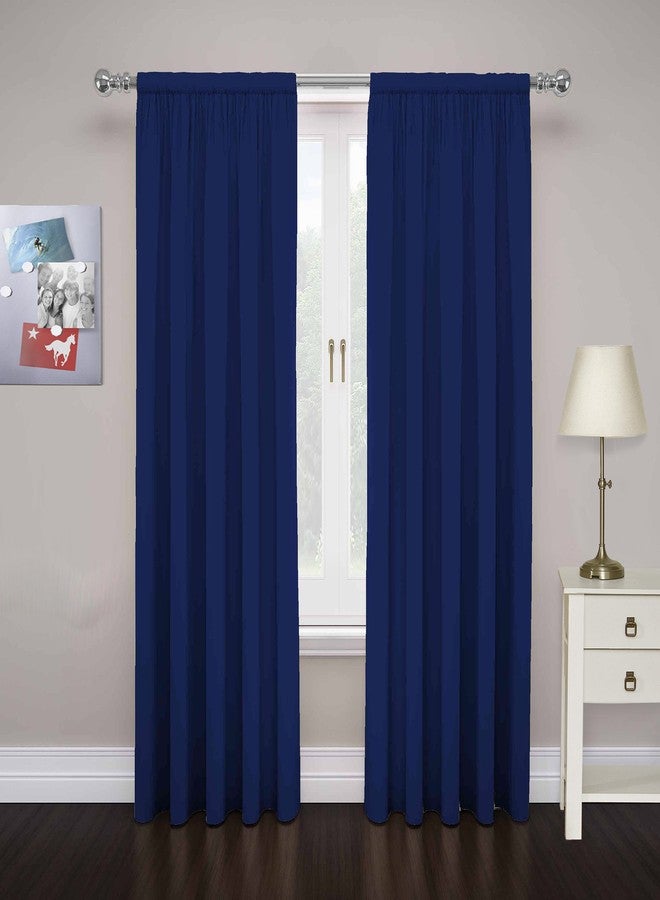 Eclipse Cadenza Microfiber Rod Pocket Panel Pair, Light Filtering Window Curtains, 63 in long x 40 in wide, (2 Panels), Navy - Image 1